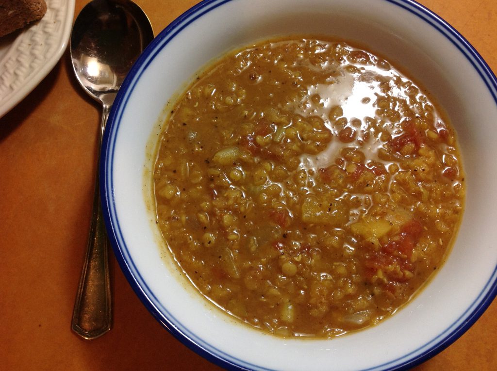 a bowl of lentil soup