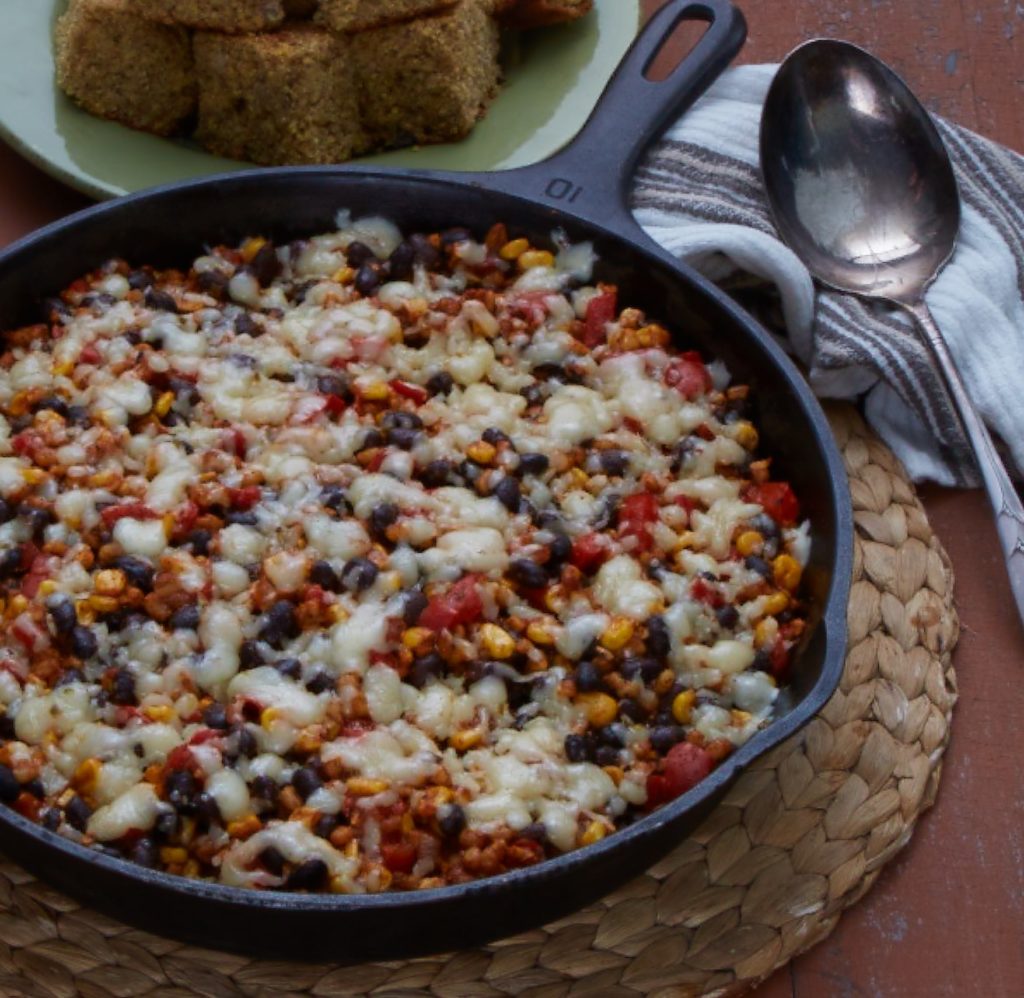 a pan of skillet enchiladas